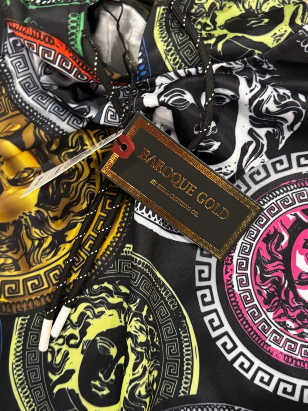 Baroque Gold Medusa Print Hoodie NWT Multicolor Streetwear - Picture 4 of 6